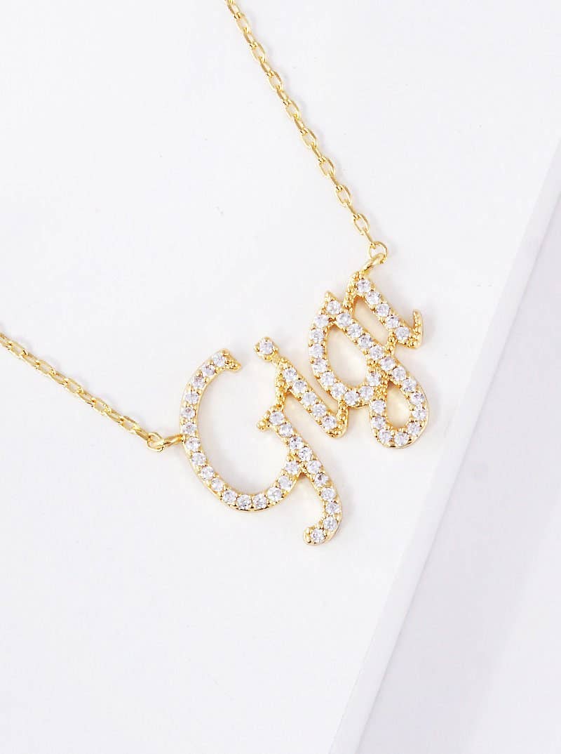 Gold Plated Gigi Script Necklace
