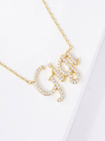 Gold Plated Gigi Script Necklace
