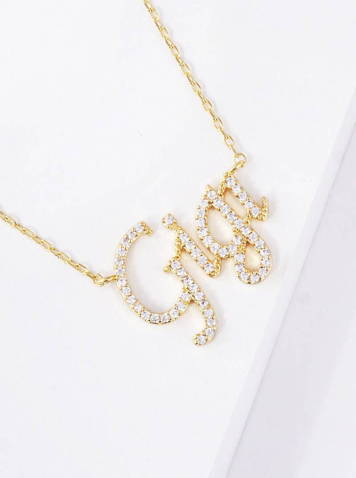 Gold Plated Gigi Script Necklace
