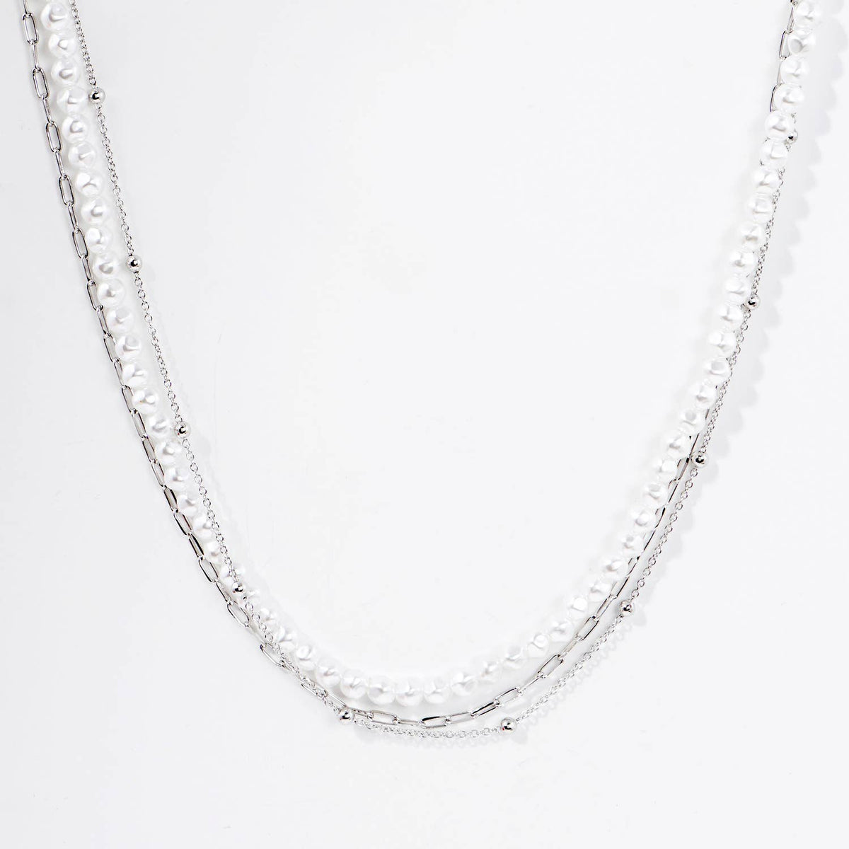 Gold Plated Double Strand Pearl Necklace