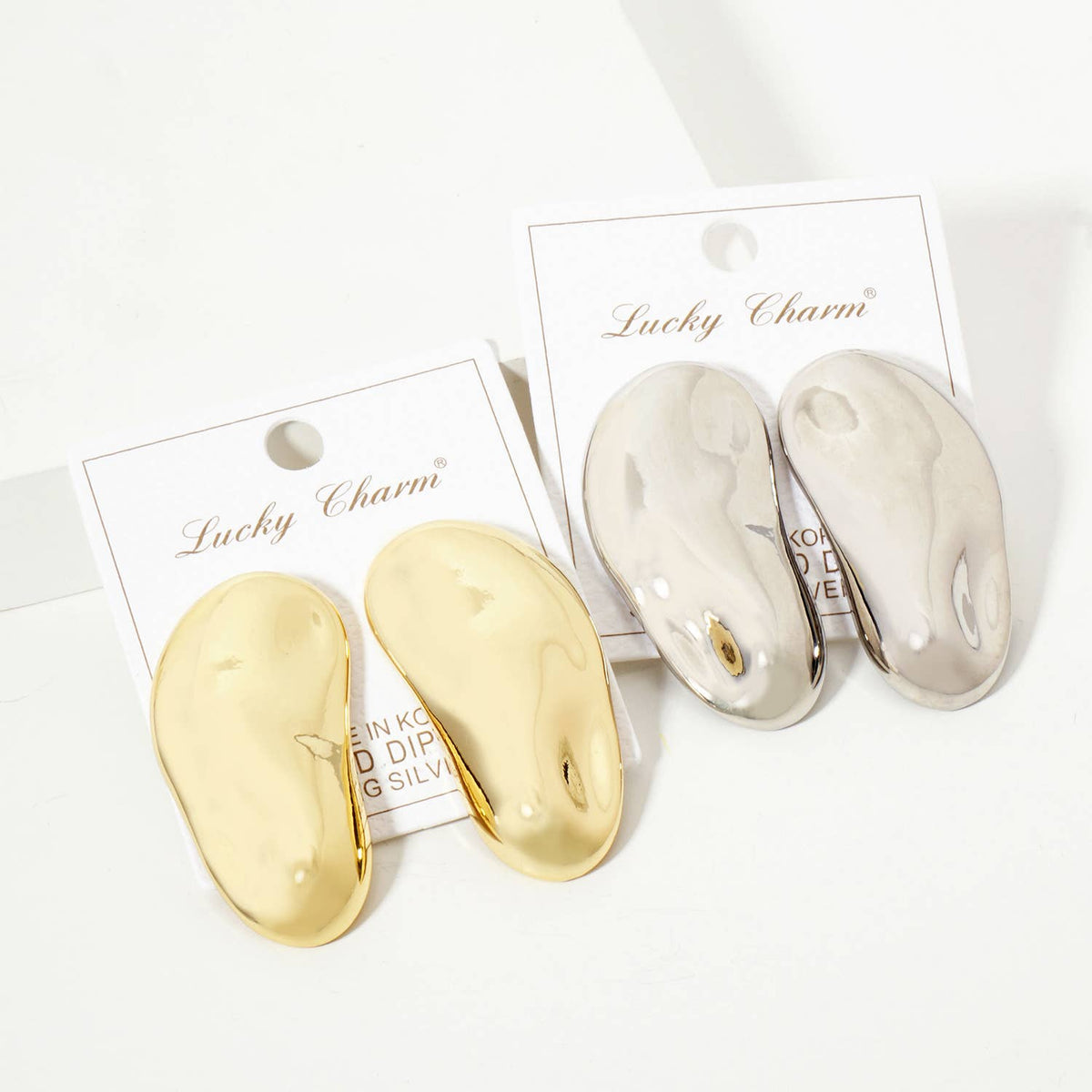 Polished Brass Hand-Pressed-Texture Statement Earrings
