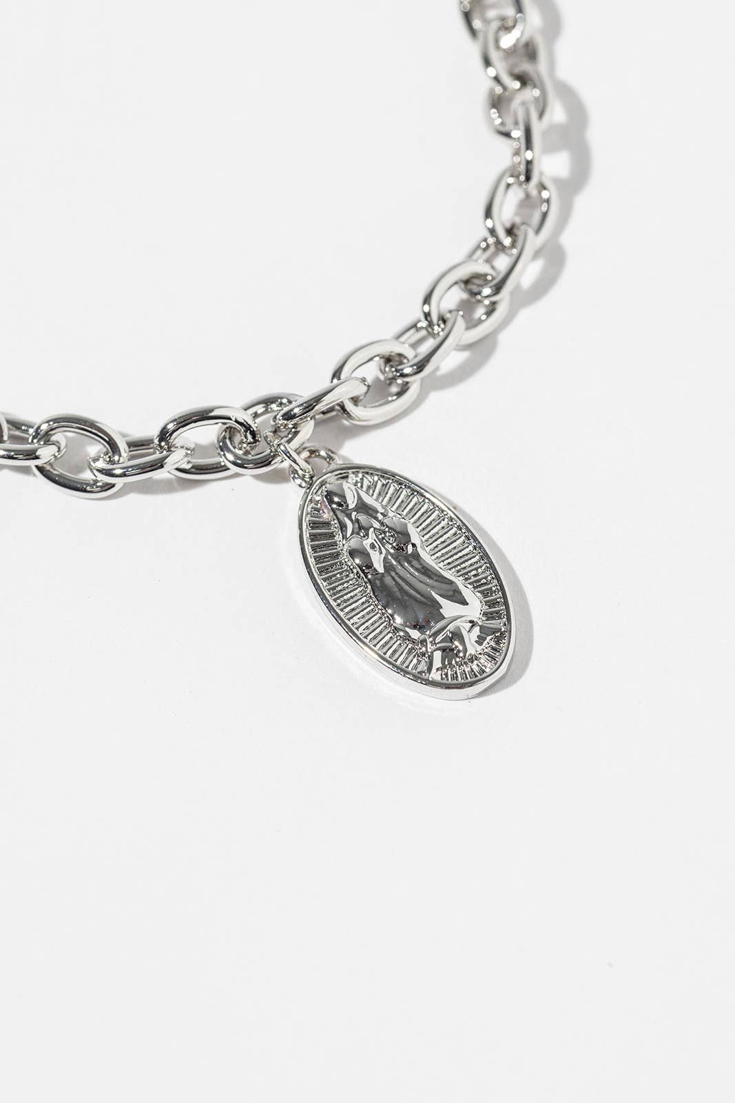 Magnetic Clasp Religious Oval Charm Bracelet