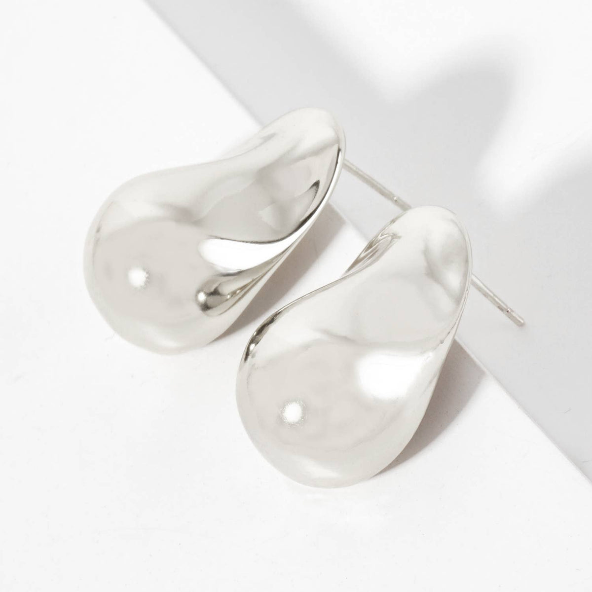 Polished Brass Hand-Crushed-Texture Post Earrings
