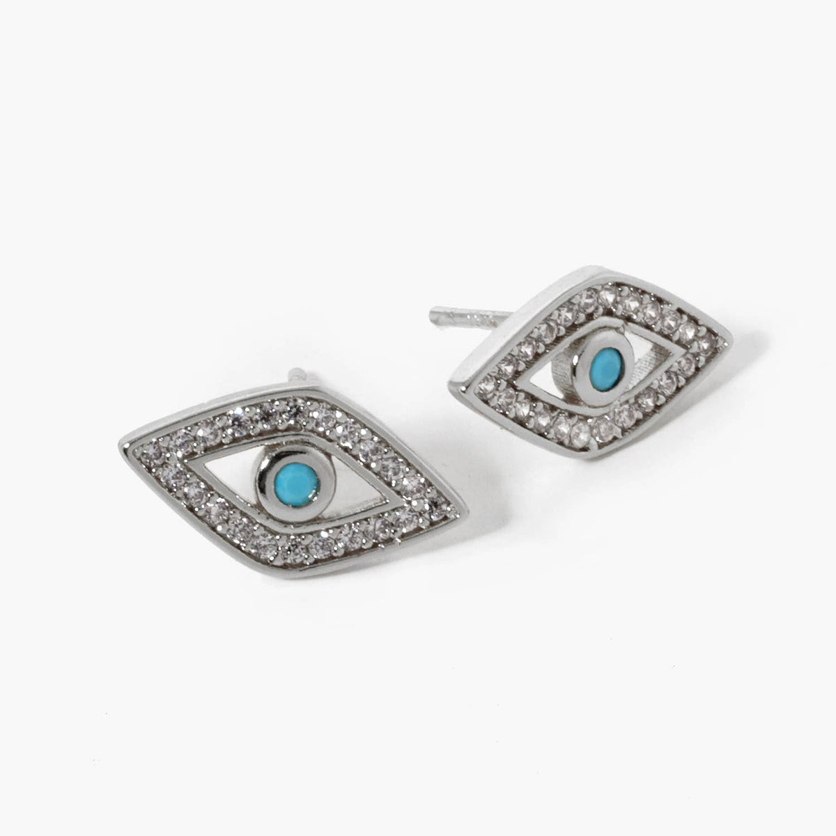 Gold Cubic Evil Eye Stud Earrings