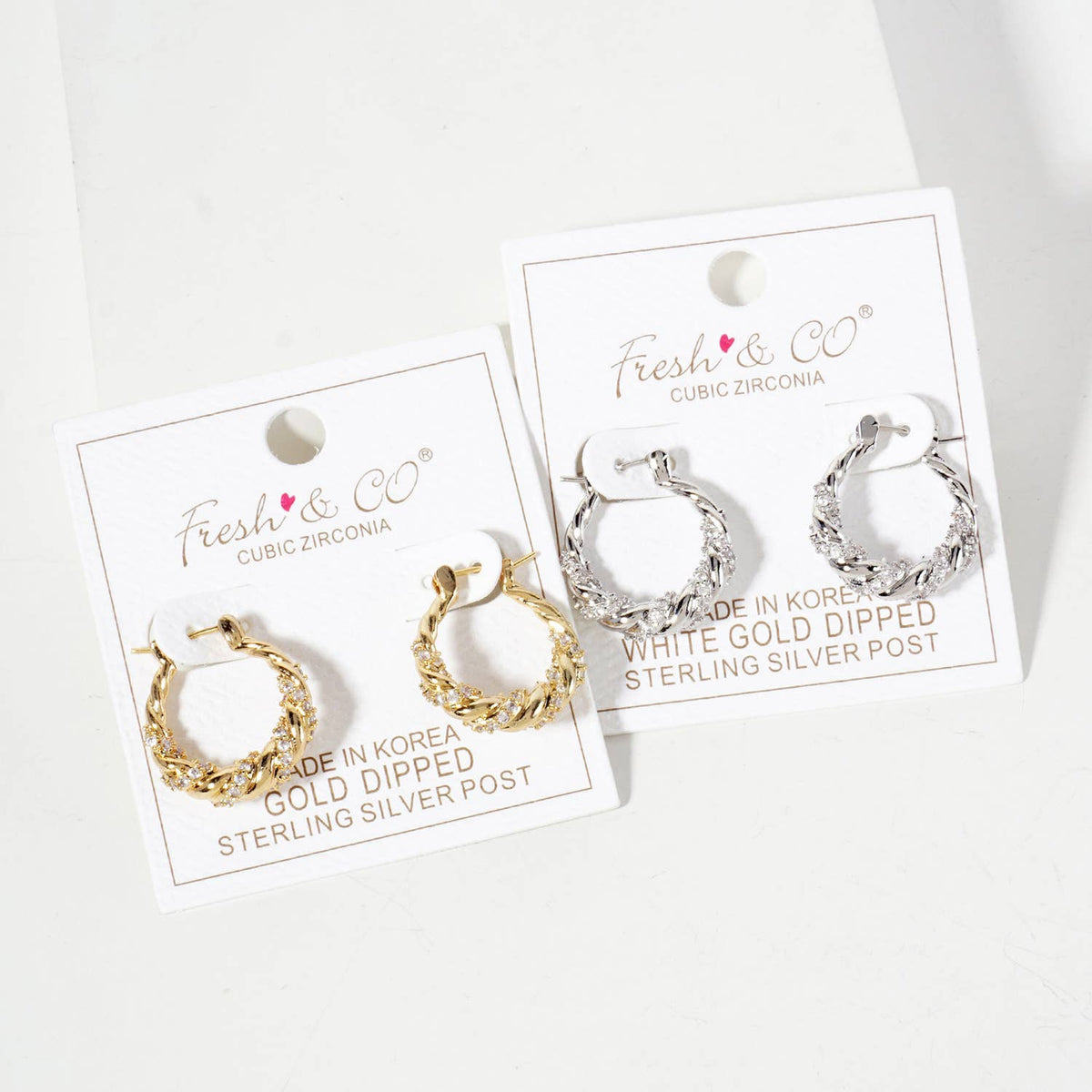 Rolled Design Single Row Embellishment 20mm Hoop Earrings