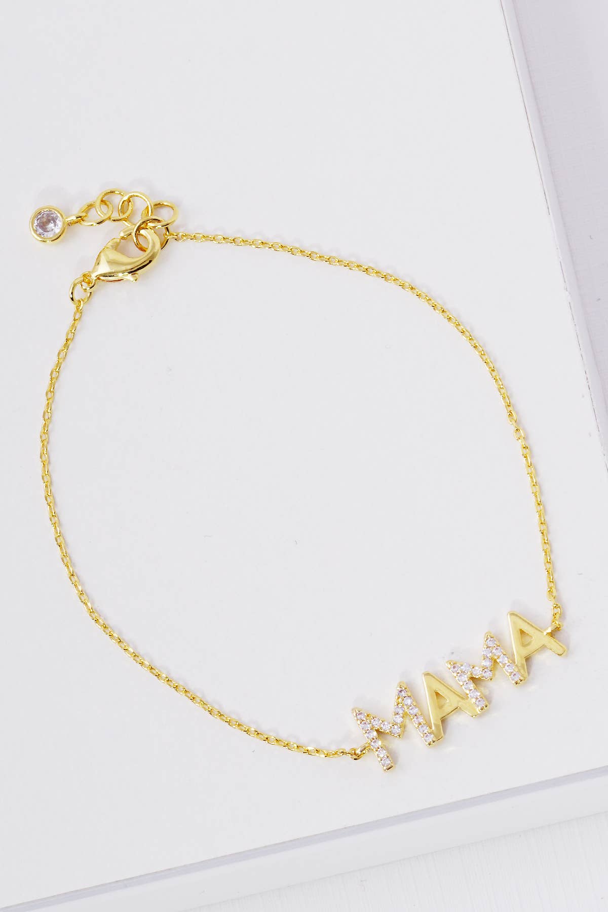 Minimalist Pavé "MAMA" Lettering Bracelet