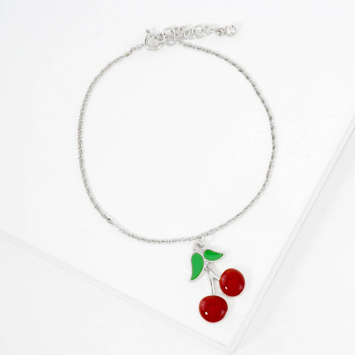 Enamel Cherry Charm Bracelet