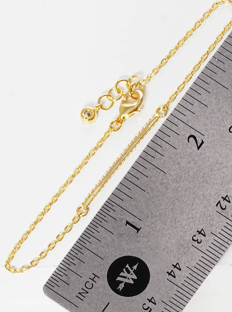 Dainty Cubic Zirconia Bar Chain Bracelet
