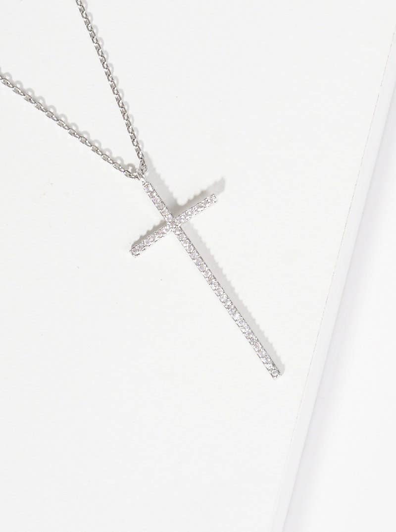 Gold Cubic Thin Cross Necklace