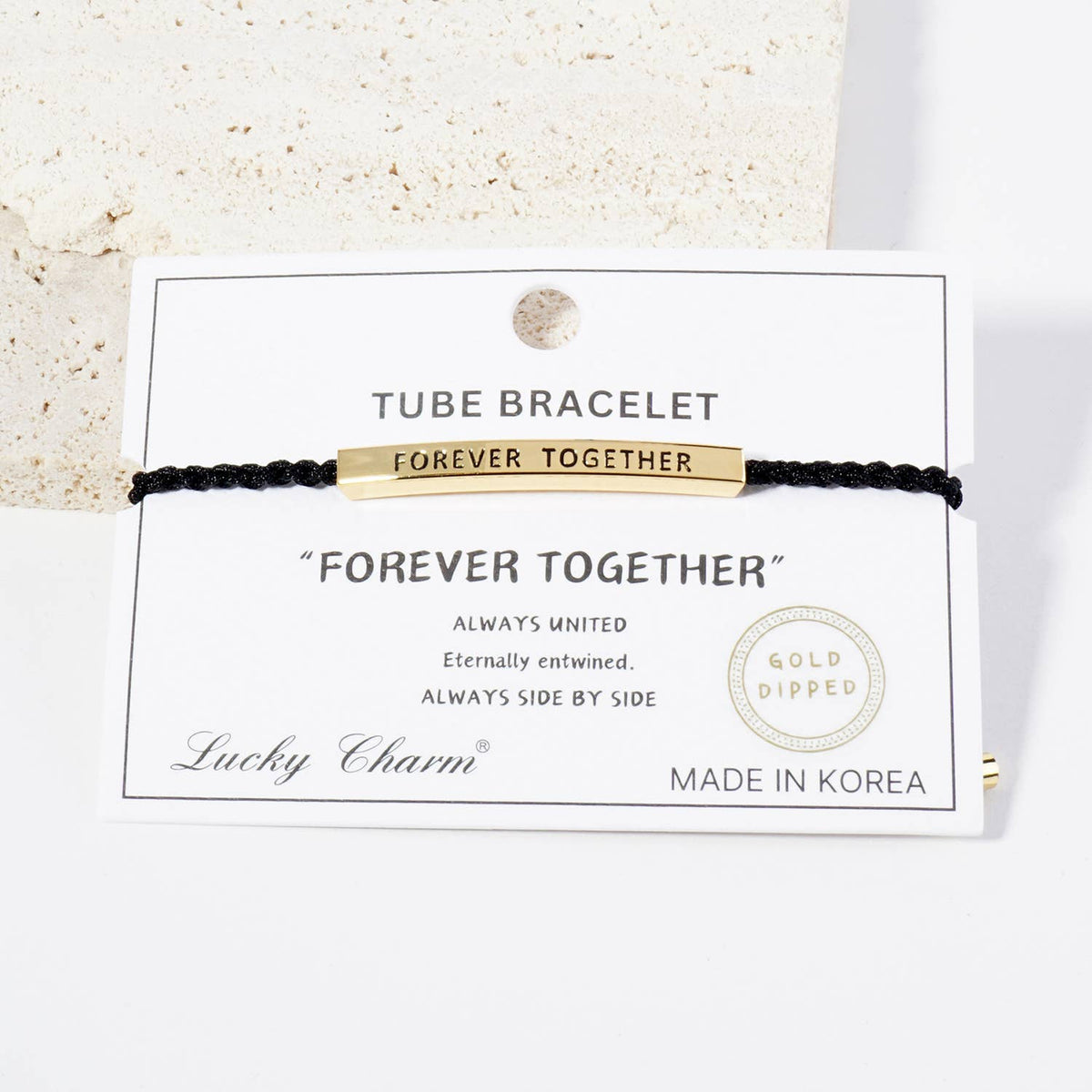 Inspirational Messages Forever Together Tube Bar Bracelet