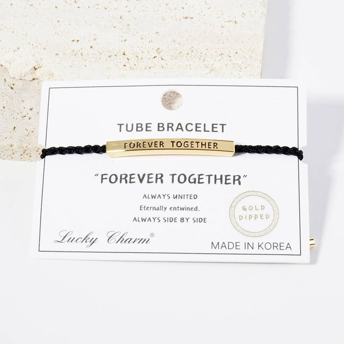 Inspirational Messages Forever Together Tube Bar Bracelet
