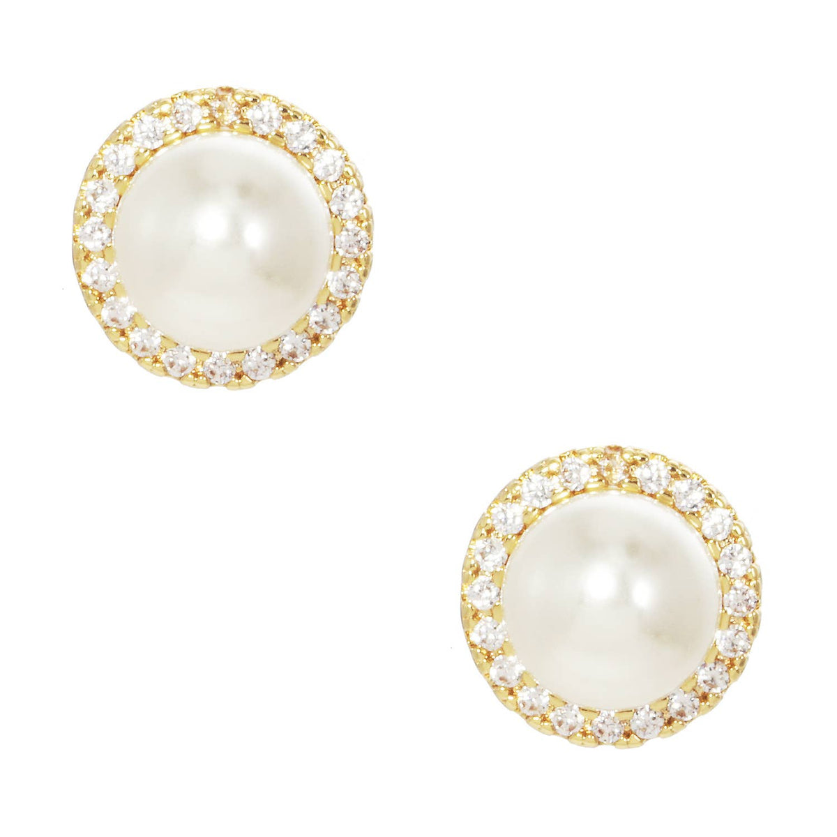 Pearl & Crystal Halo Bridesmaid Stud Earrings