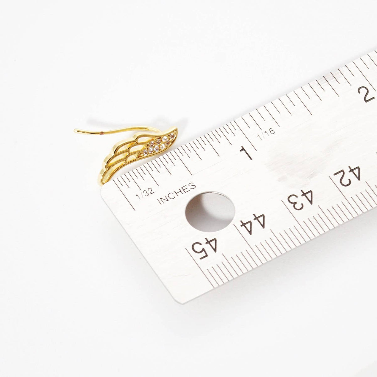 Gold Angel Wing Ear Post Earrings