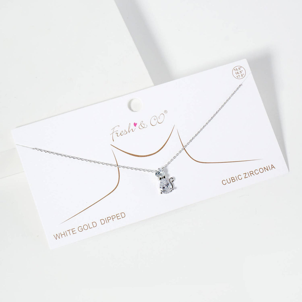 Cubic Zirconia Cat Pendant Necklace