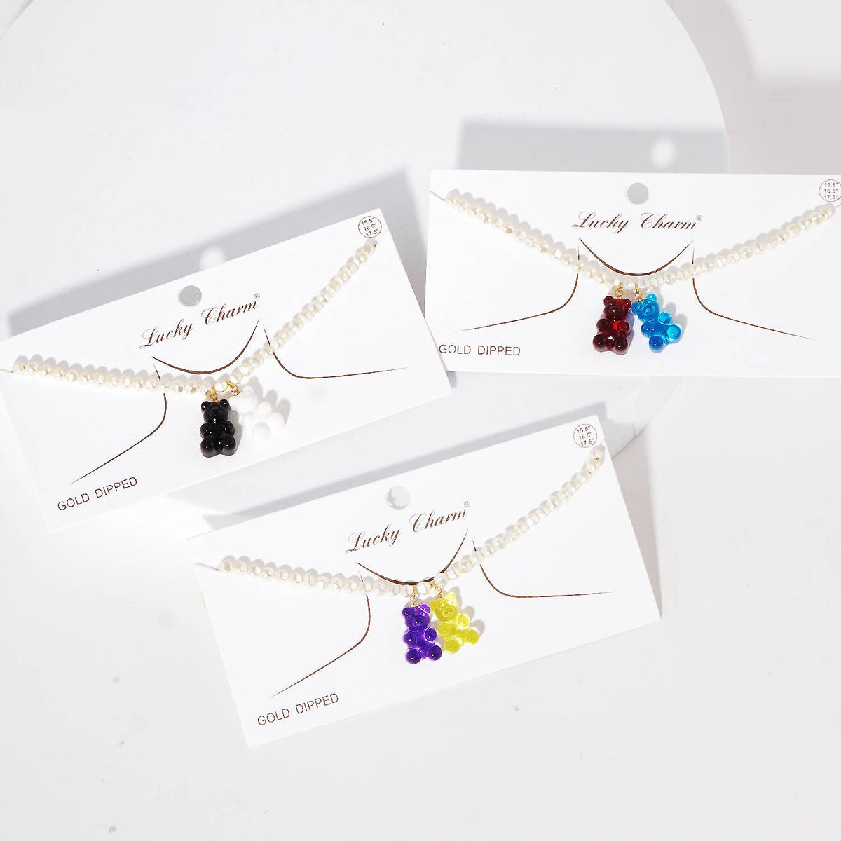 Multicolor Beaded Gummy Bear Pearl Necklace