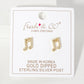 Pave-Set 11mm Musical-Note Brass Stud Earrings