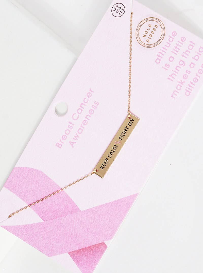 Breast Cancer Awareness "KEEP CALM & FIGHT ON" Necklace