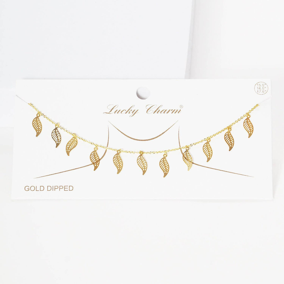 Gold Plated Chain w/ Dangling Leaves Necklace