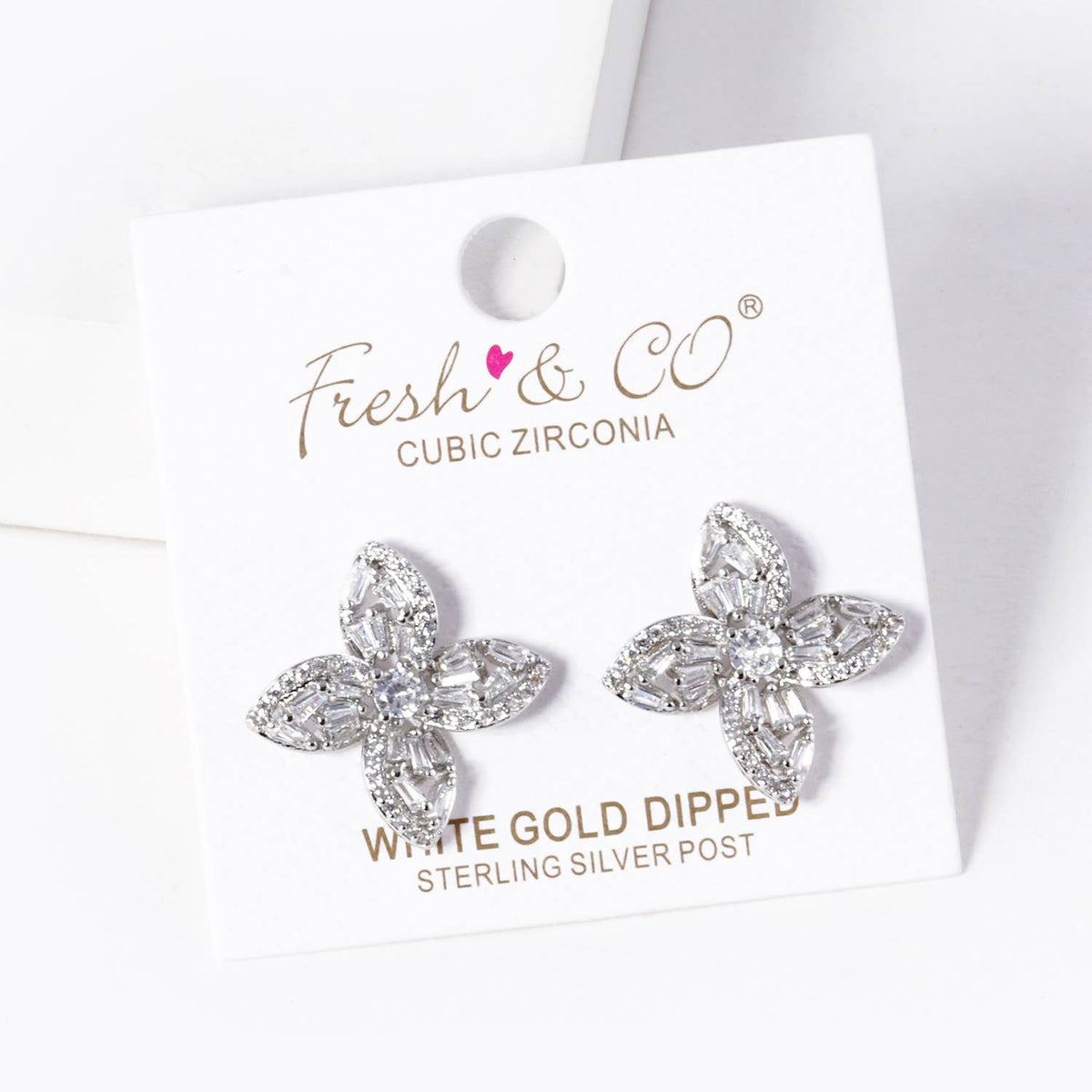 Dainty Cubic Zirconia Flower Stud Earrings