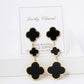 18K GOLD DIPPED THREE QUATREFOIL DROP DANGLE POST EARRINGS
