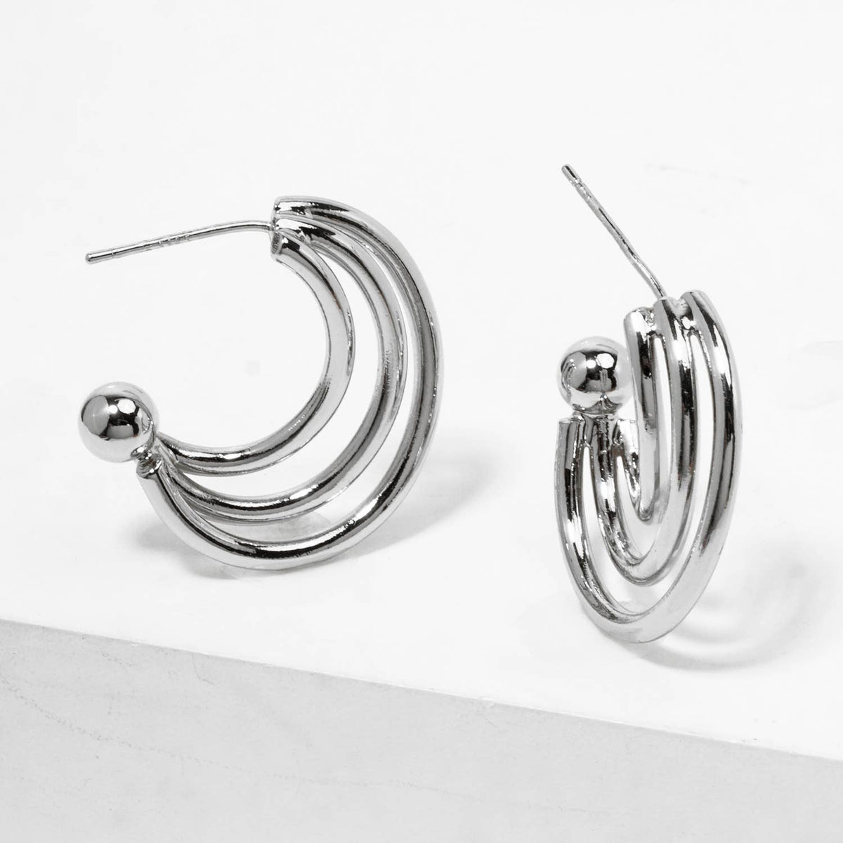 Triple Strand Hoop Earrings