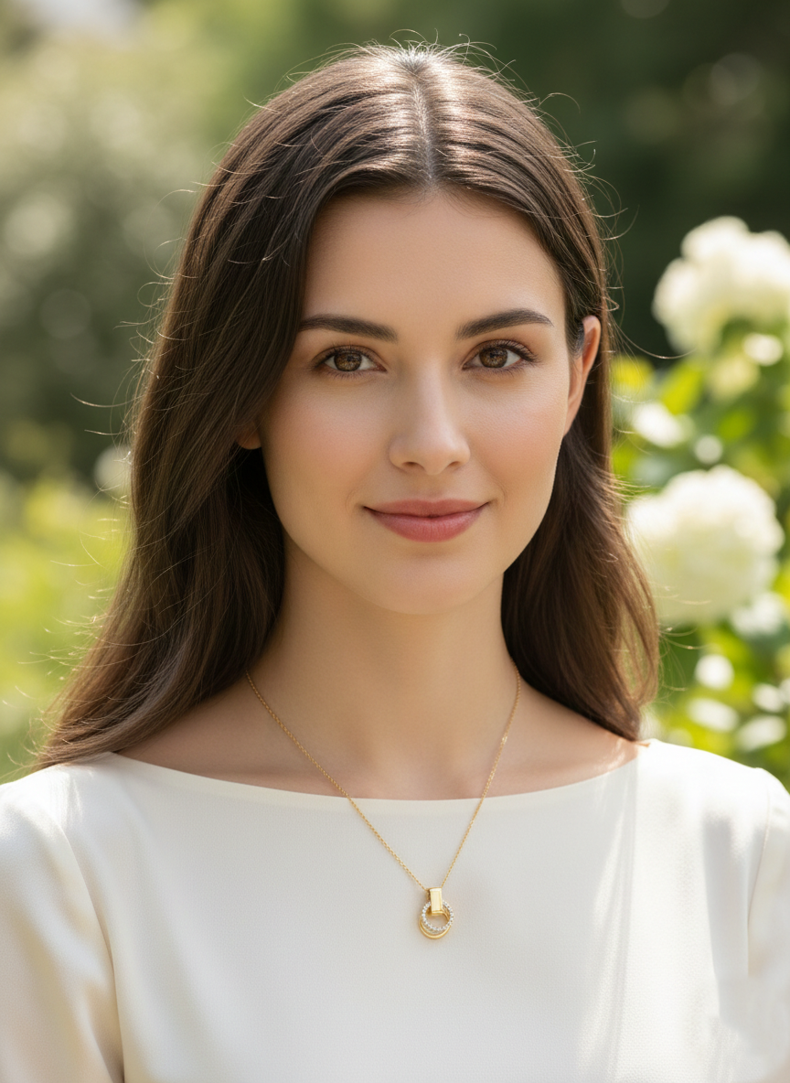 Minimalist Pave Circle Interlocking Pendant Necklace