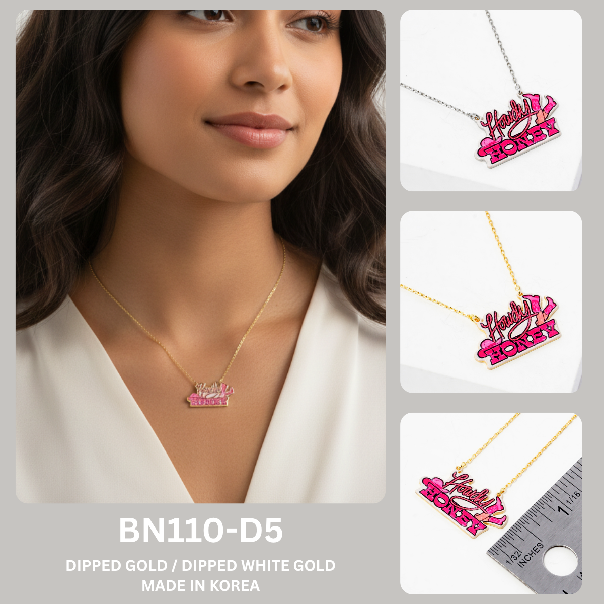 "Howdy Honey" Pink Enamel Statement Necklace