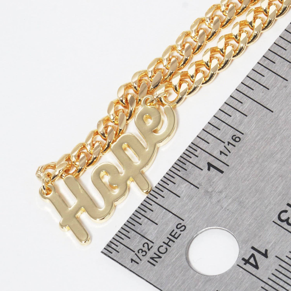 Gold Plated Cuban Link HOPE Necklace