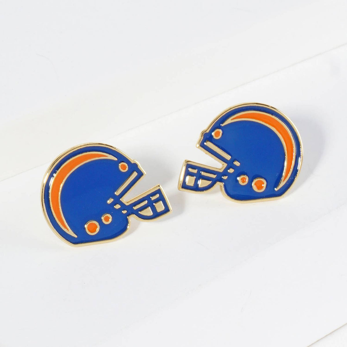 18K Gold Dipped Enamel Football Helmet Game Day Stud Earring