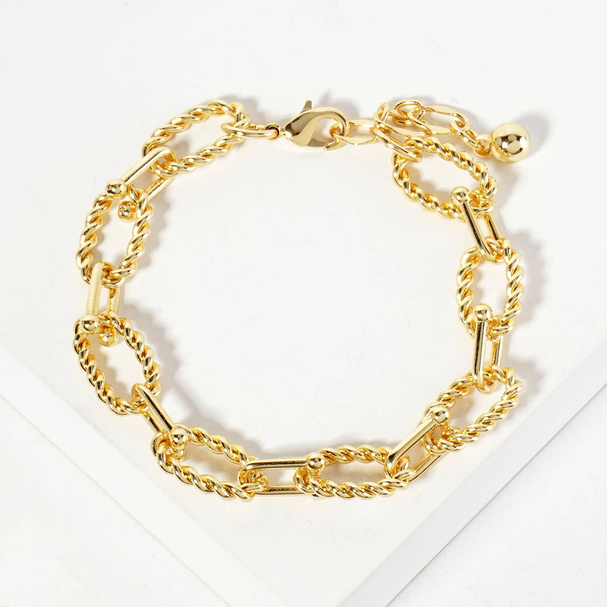 Twisted Link & Bar Chain Bracelet