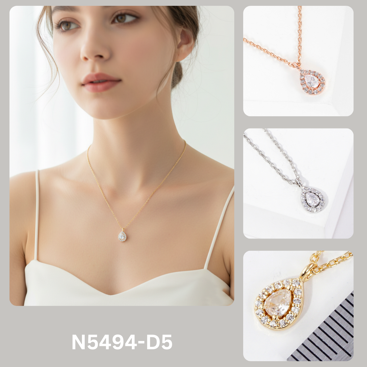 Elegant Pear-Cut Halo Pendant Necklace