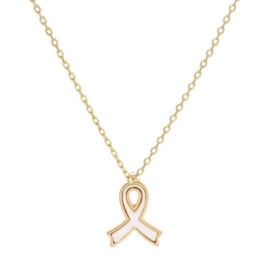 White Shelled Breast Cancer Awareness Necklace