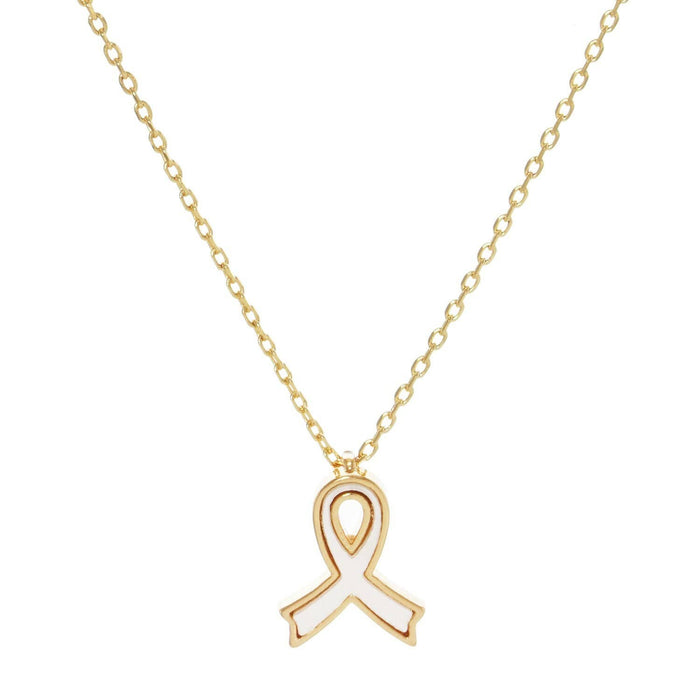 White Shelled Breast Cancer Awareness Necklace