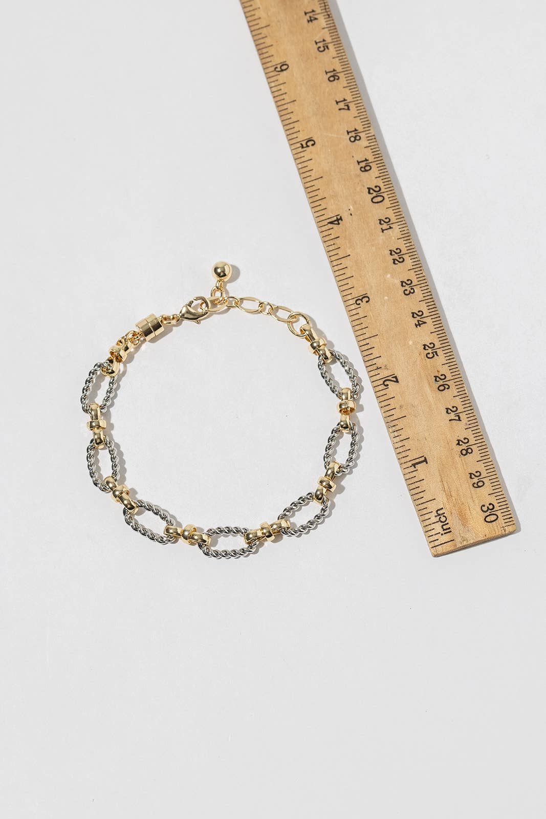 Two-Tone Mixed Metal Textured Link Bracelet