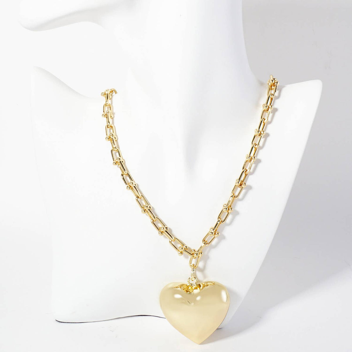 Polished Brass Puffy Heart Pendant HardWear-Chain Necklace