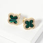 Pave-Set Cubic-Zirconia 11mm Quatrefoil Stud Earrings