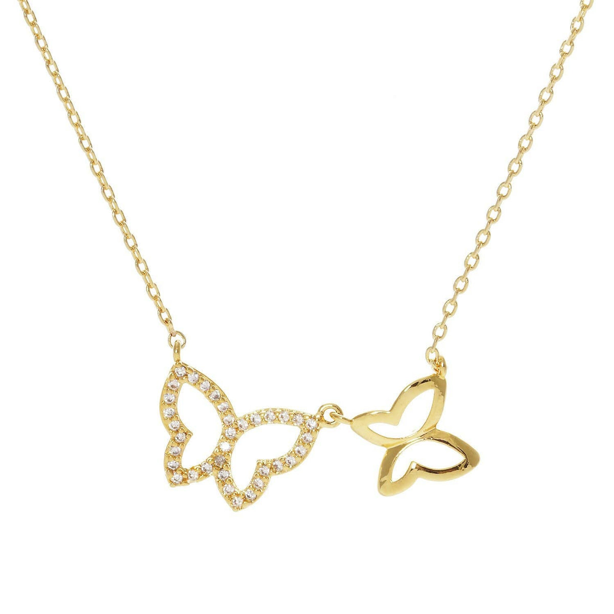Gold Plated Couple Butterfly Necklace