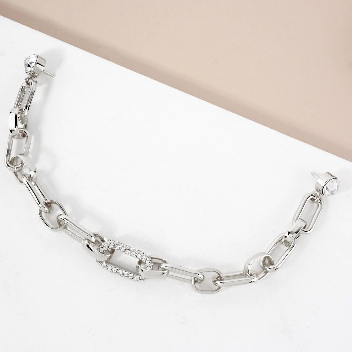 Chunky Link Hat & Collar Pin Chain with Crystal Accents