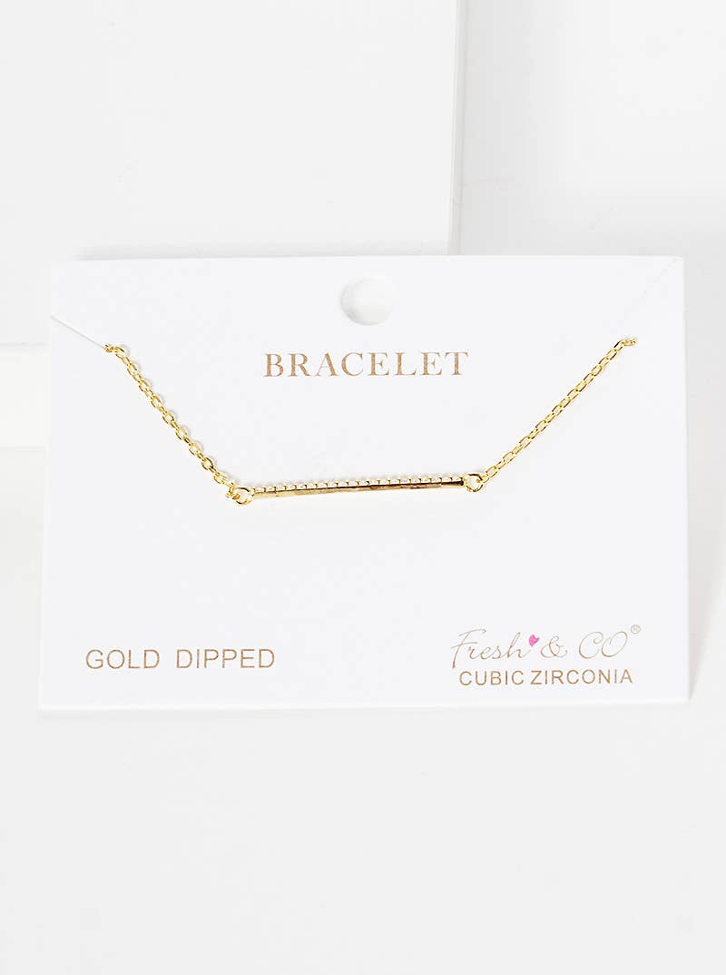 Dainty Cubic Zirconia Bar Chain Bracelet