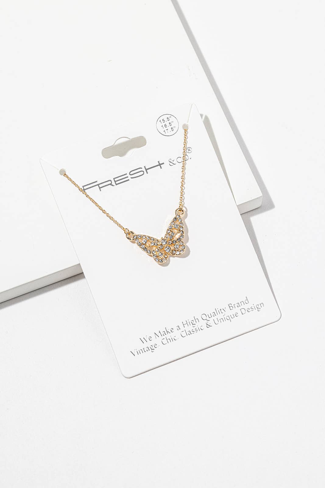 Crystal Butterfly Pendant Necklace – Pavé Filigree Butterfly