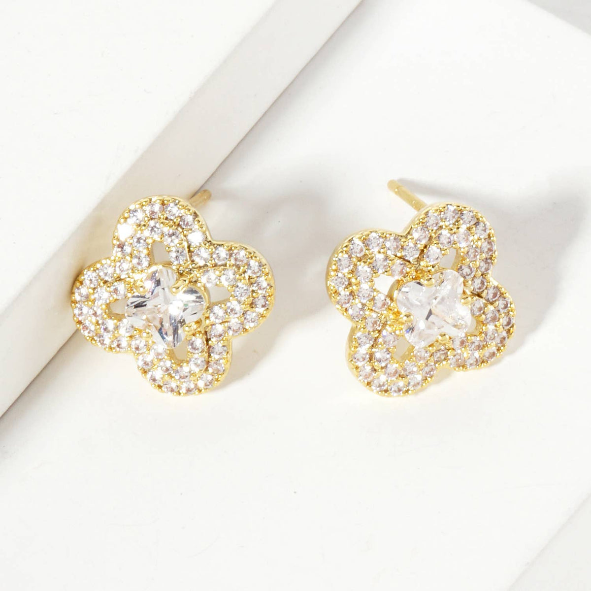 2mm Quatrefoil 18K-Gold-Dipped Stud Earrings