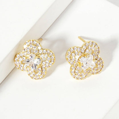 2mm Quatrefoil 18K-Gold-Dipped Stud Earrings