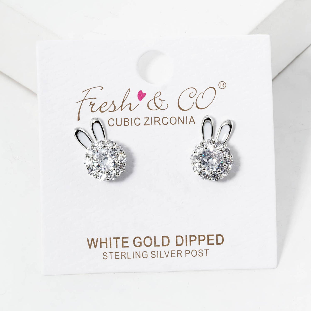 Cubic Zirconia Bunny Ear Stud Earrings