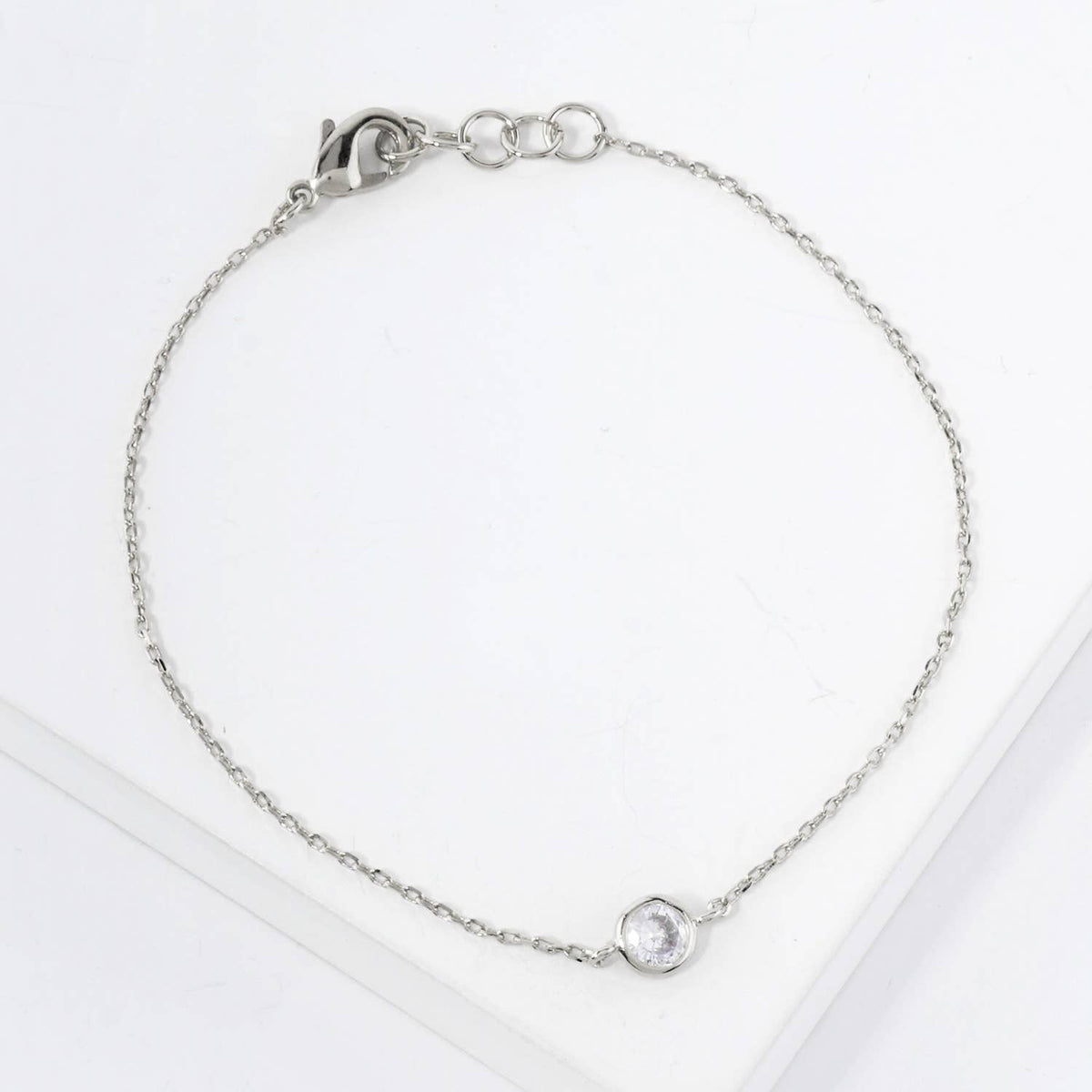 4mm CZ-Stone 18K-Gold-Dipped Chain Bracelet