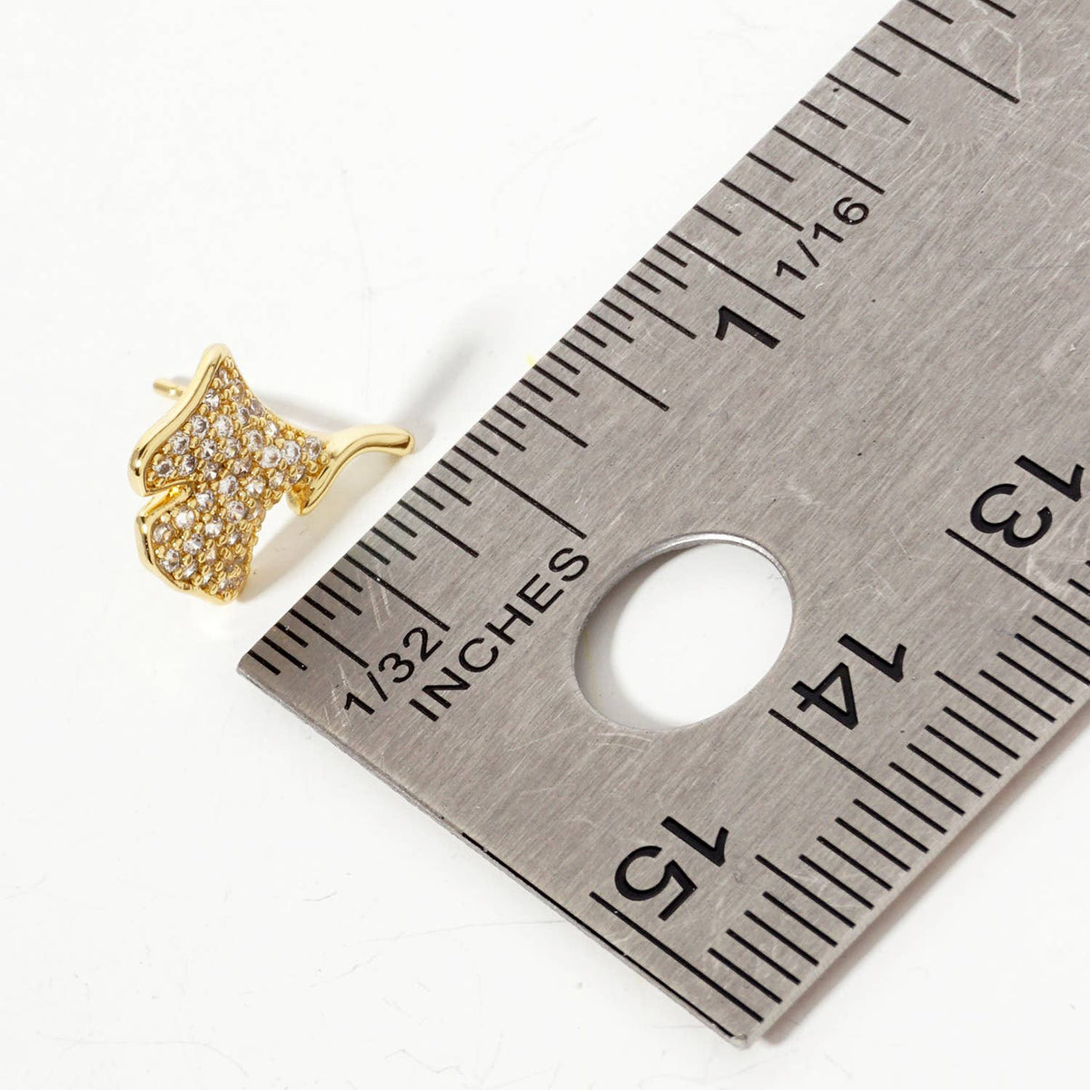 Micro-Pave-Set 13mm Ginkgo Leaf Stud Earrings