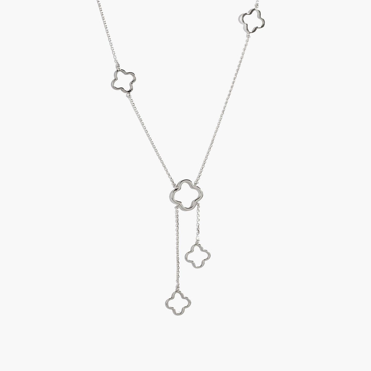 Minimalist Clover Y-Necklace with Dangle Charms