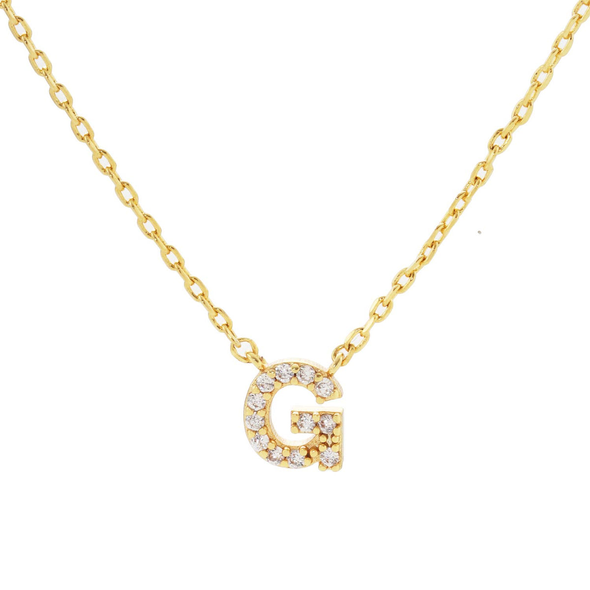 18K Gold Dipped Micro CZ Pave Initial Pendant Necklace