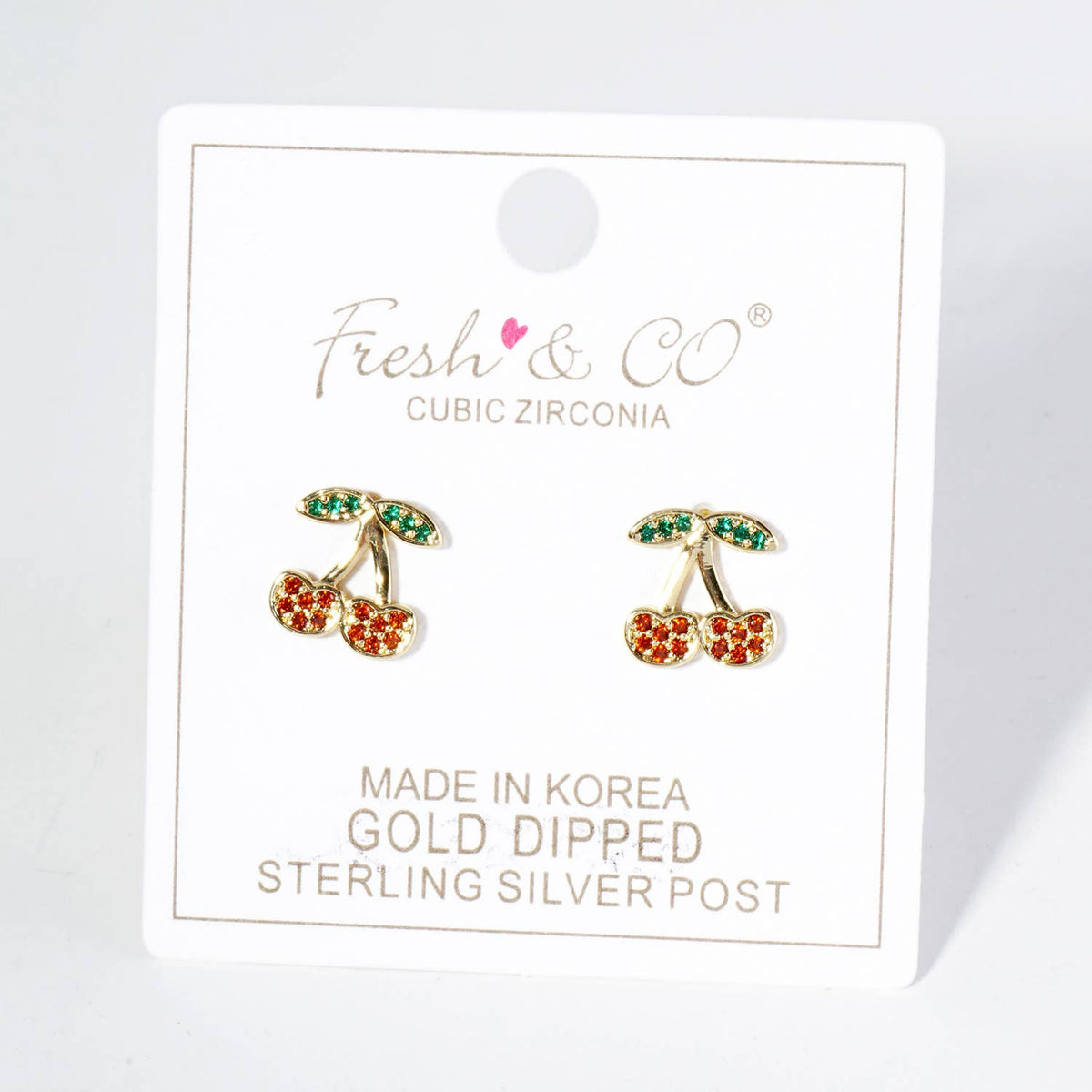 Cubic Zirconia Cherry Stud Earrings