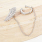 Angel-Wing Stud and Ear Cuff Drape Chain Earring Set