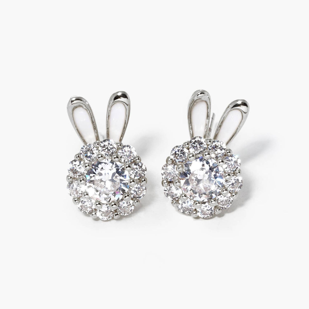Cubic Zirconia Bunny Ear Stud Earrings